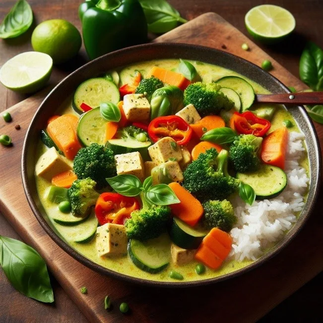 veggie-packed thai green curry for meatless  mondays