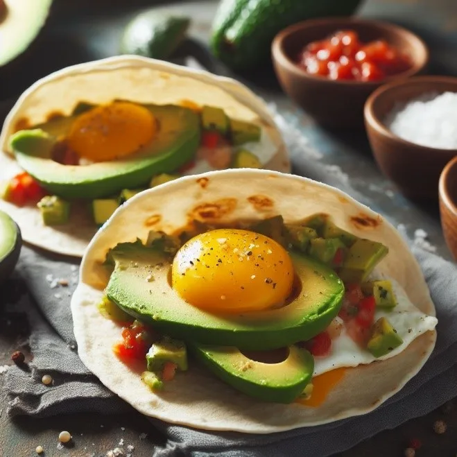 Avocado and egg breakfast tacos